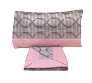 Completo Lenzuola Matrimoniale Cotone Fancy Home Linear Rosa