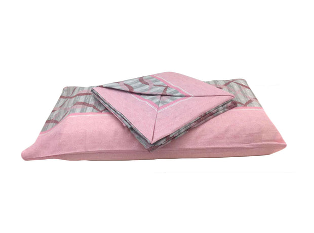 Completo Lenzuola Matrimoniale Cotone Fancy Home Linear Rosa